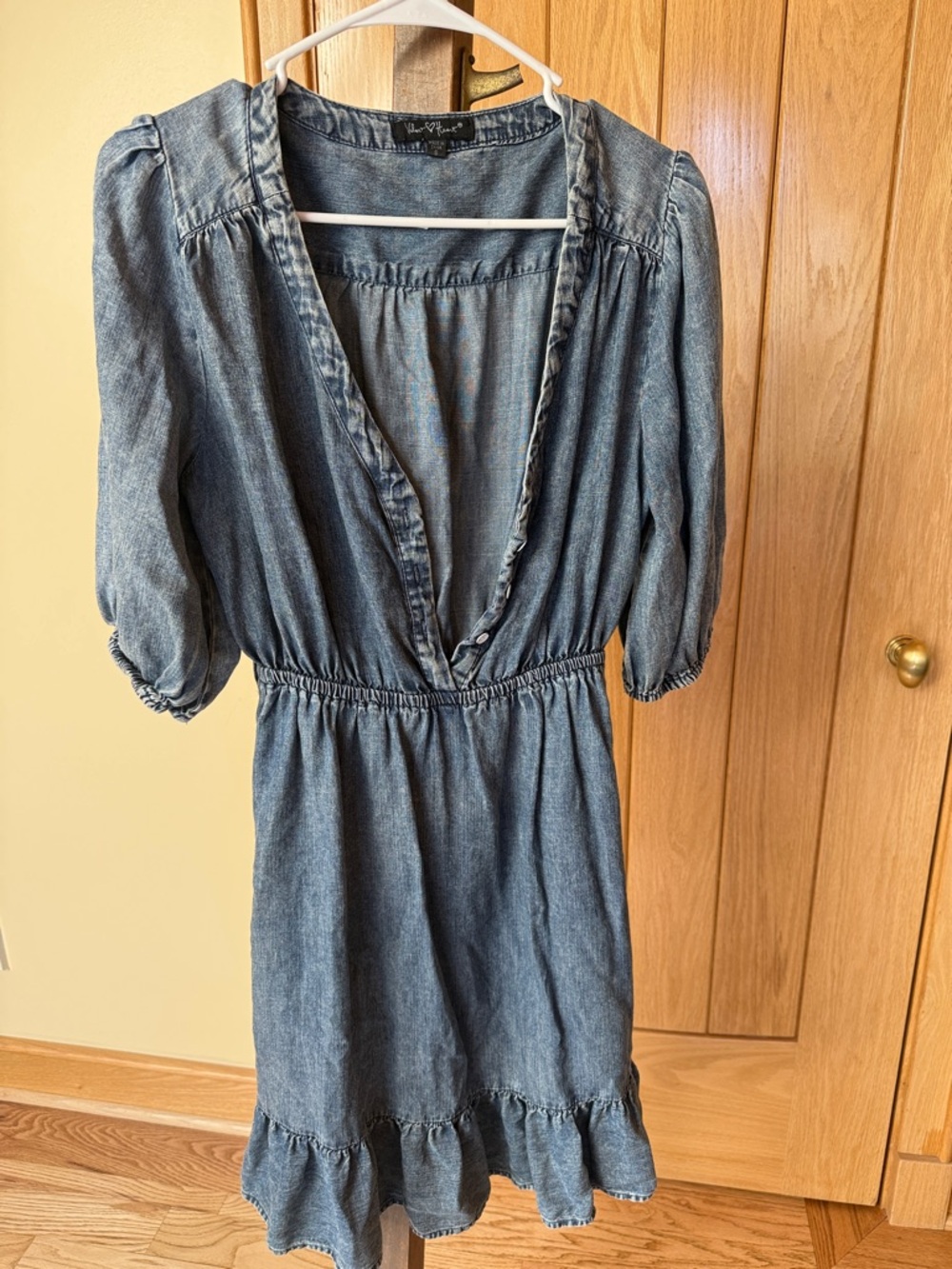 Velvet Heart Washed Denim Midi Dress - Blue